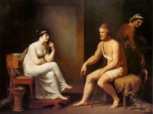 Odysseus and Penelope by German artist Tischbein, oil on canvas 1802.